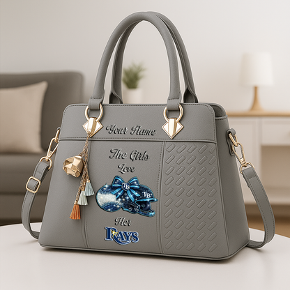 LIMITED EDITION - NEW CUSTOMIZED MLB21 TBR TAMPA BAY RAYS ZIP HANDBAG MULTICOLOR