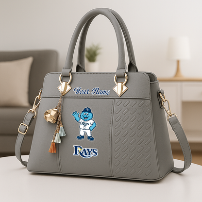 LIMITED EDITION - NEW CUSTOMIZED MLB21 TBR TAMPA BAY RAYS ZIP HANDBAG MULTICOLOR