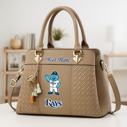 LIMITED EDITION - NEW CUSTOMIZED MLB21 TBR TAMPA BAY RAYS ZIP HANDBAG MULTICOLOR