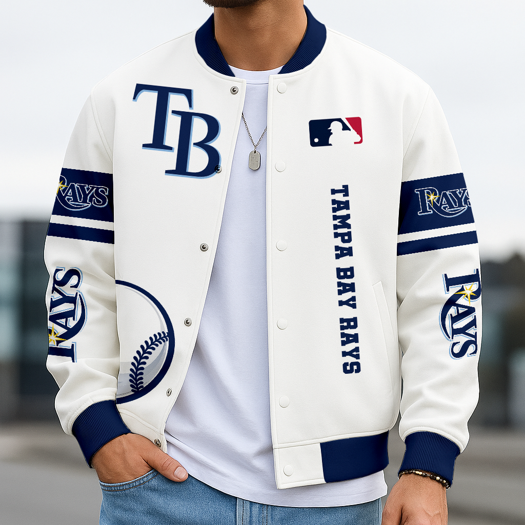 LIMITED EDITION - NEW CUSTOMIZED MLB21 TBR TAMPA BAY RAYS BASEBALL JACKET, SATIN VARSITY JACKET