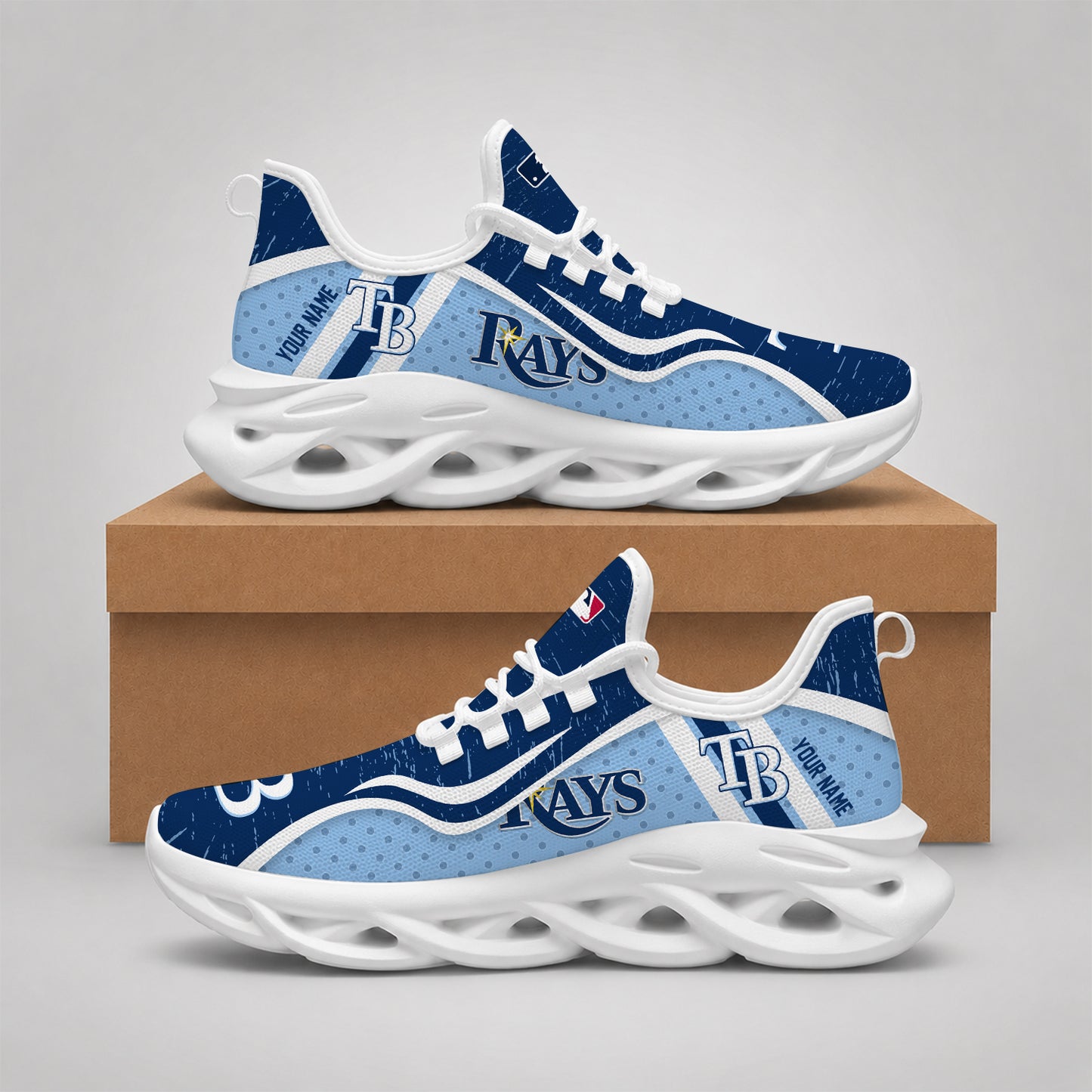 ELITE EDITION - NEW CUSTOMIZED MLB21 TBR TAMPA BAY RAYS MAX SOUL SHOES