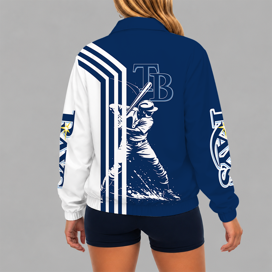 [FLASH SALE] NEW CUSTOMIZED MLB21 TBR TAMPA BAY RAYS V-NECK ZIPPER SWEATSHIRT JACKET