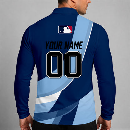 [FLASH SALE] NEW CUSTOMIZED MLB21 TBR TAMPA BAY RAYS MEN'S LONG SLEEVE POLO