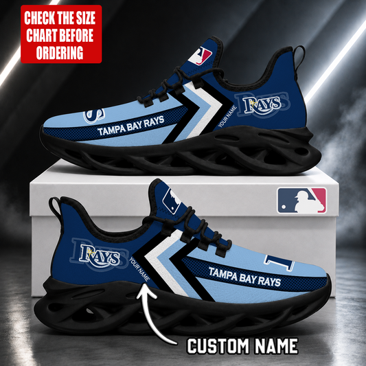 LIMITED EDITION - NEW CUSTOMIZED MLB21 TBR TAMPA BAY RAYS MAX SOUL SHOES