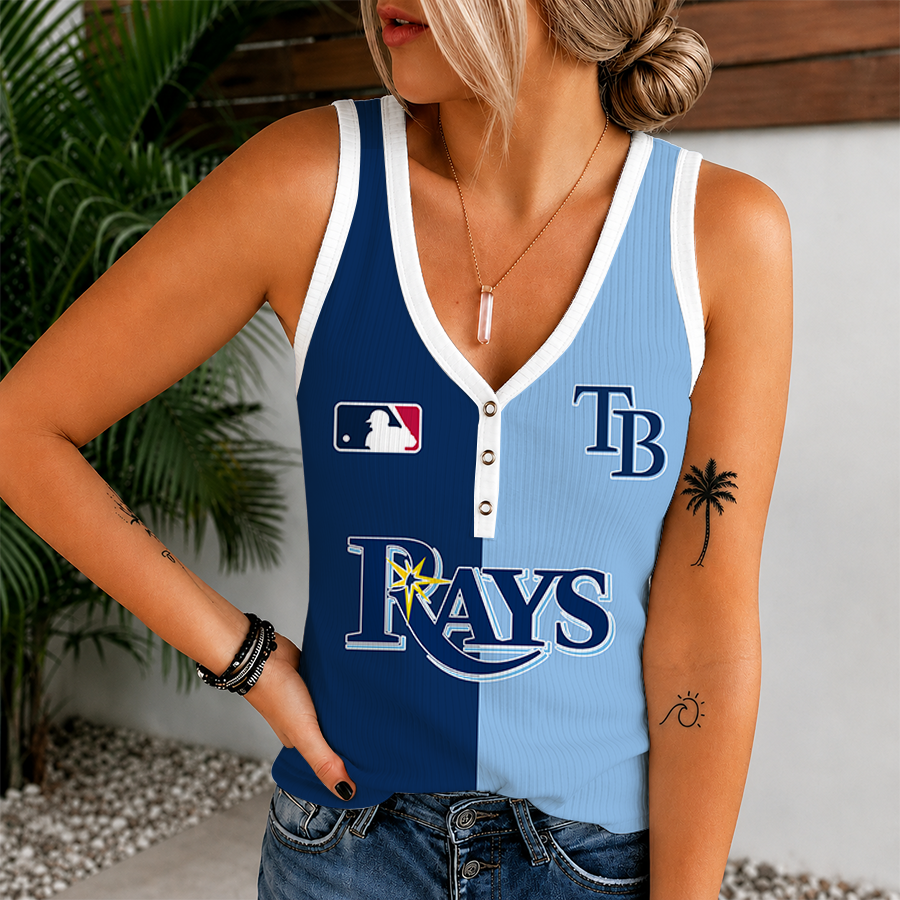 [FLASH SALE] NEW CUSTOMIZED MLB21 TBR TAMPA BAY RAYS WOMEN'S V-NECK TANK TOP