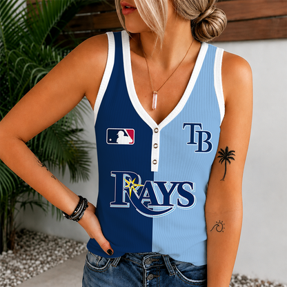[FLASH SALE] NEW CUSTOMIZED MLB21 TBR TAMPA BAY RAYS WOMEN'S V-NECK TANK TOP