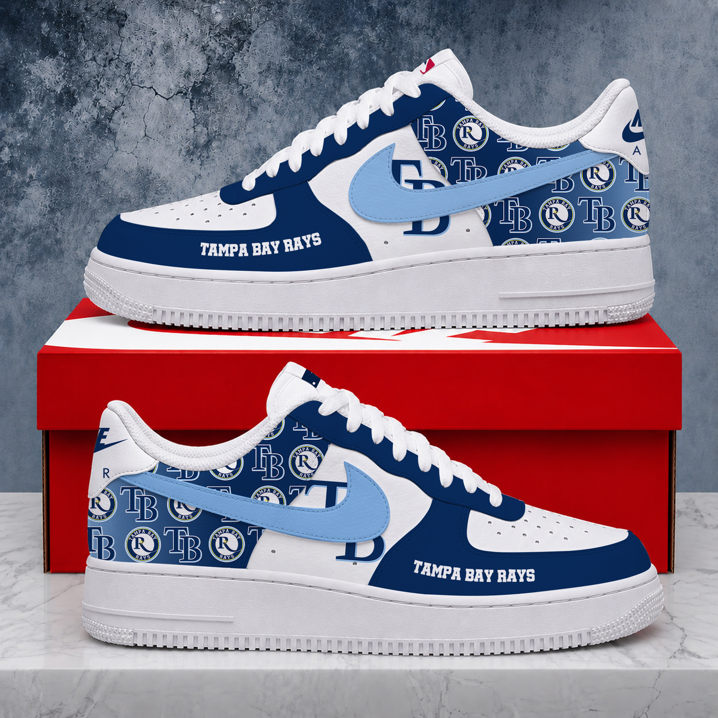 LIMITED EDITION - NEW CUSTOMIZED MLB21 TBR TAMPA BAY RAYS AF1 SHOES