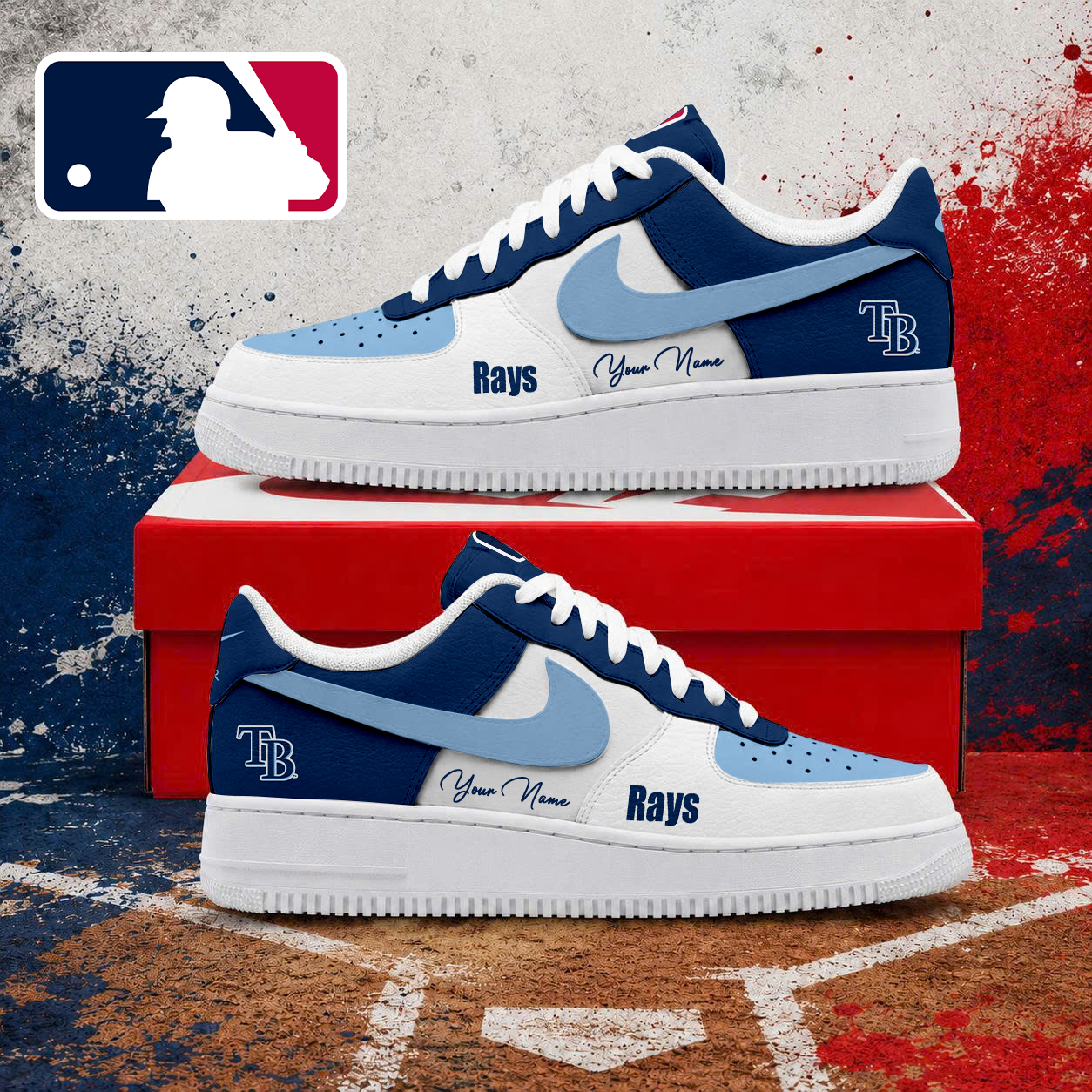 VIRAL EDITION - NEW CUSTOMIZED MLB21 TBR TAMPA BAY RAYS AF1 SHOES