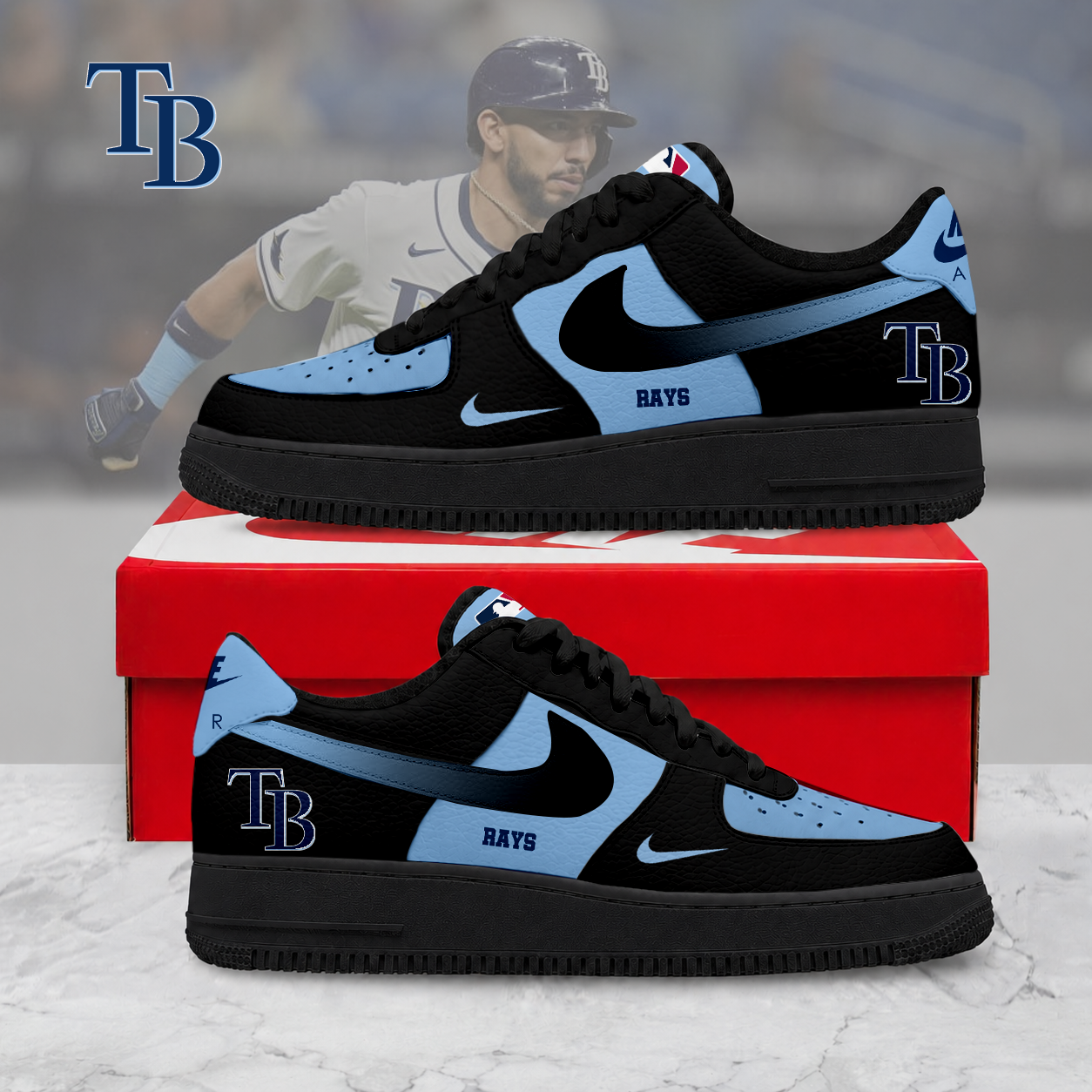 MEGA SALE - NEW CUSTOMIZED MLB21 TBR TAMPA BAY RAYS AF1 SHOES