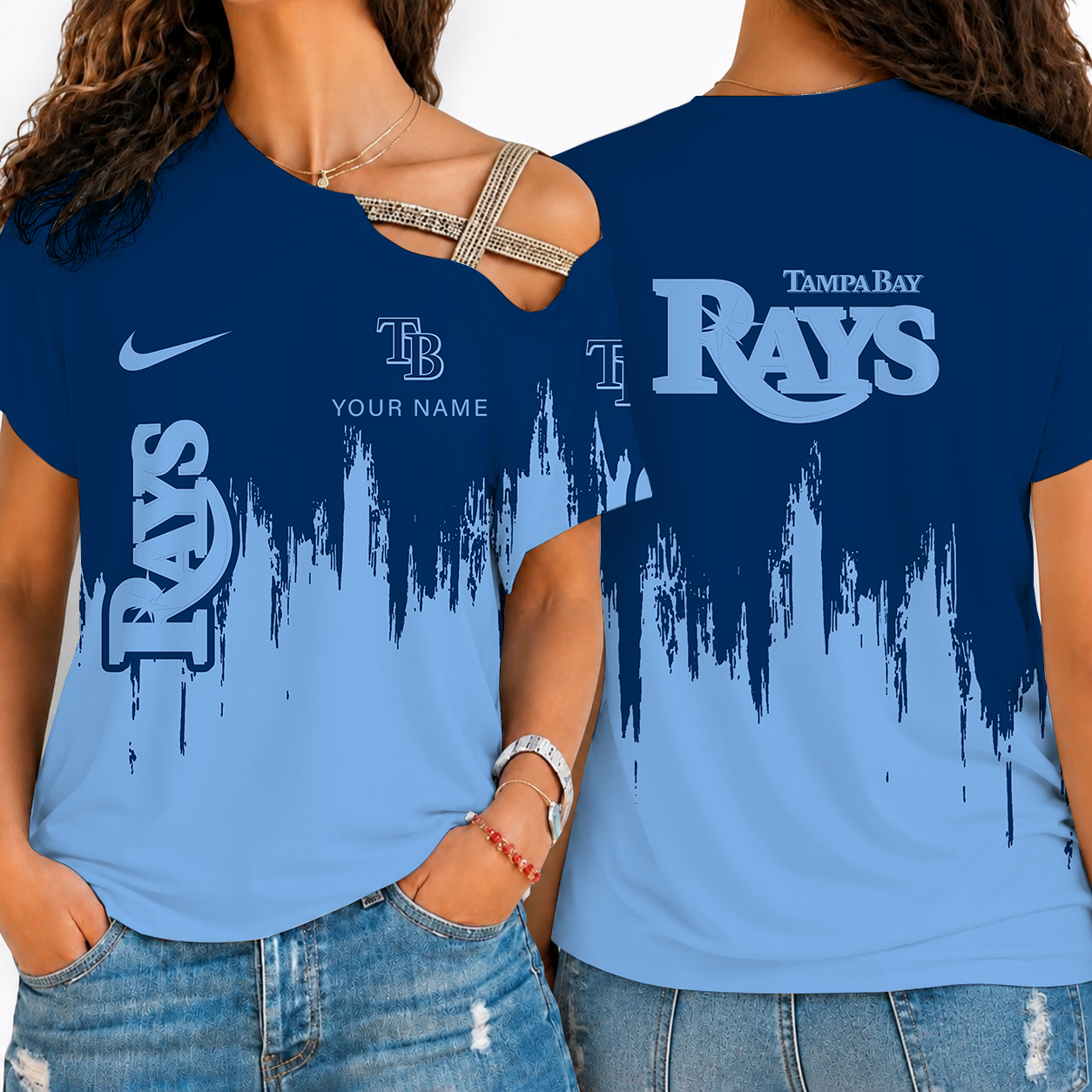 [FLASH SALE] NEW CUSTOMIZED MLB21 TBR TAMPA BAY RAYS SHOULDER SHIRT