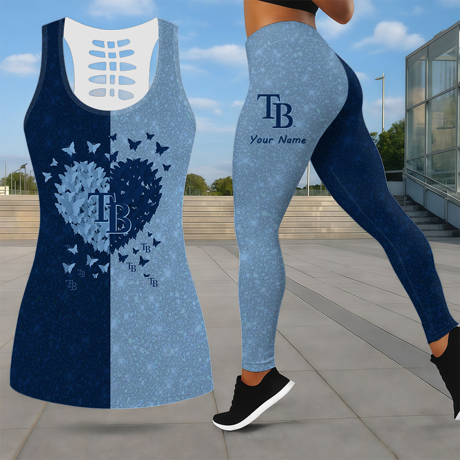 LIMITED EDITION - NEW CUSTOMIZED MLB21 TBR TAMPA BAY RAYS LEGGINGS & HOLLOW TANK TOP SET