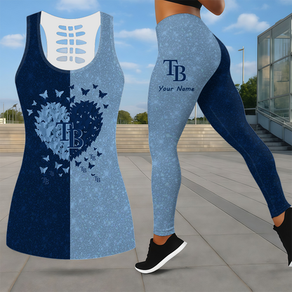 LIMITED EDITION - NEW CUSTOMIZED MLB21 TBR TAMPA BAY RAYS LEGGINGS & HOLLOW TANK TOP SET