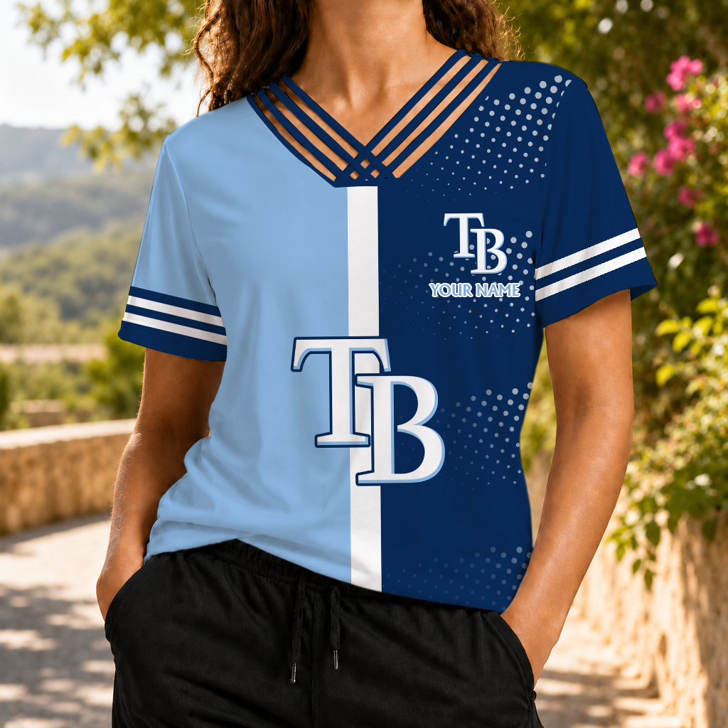 LIMITED EDITION - NEW CUSTOMIZED MLB21 TBR TAMPA BAY RAYS V-NECK SHIRT