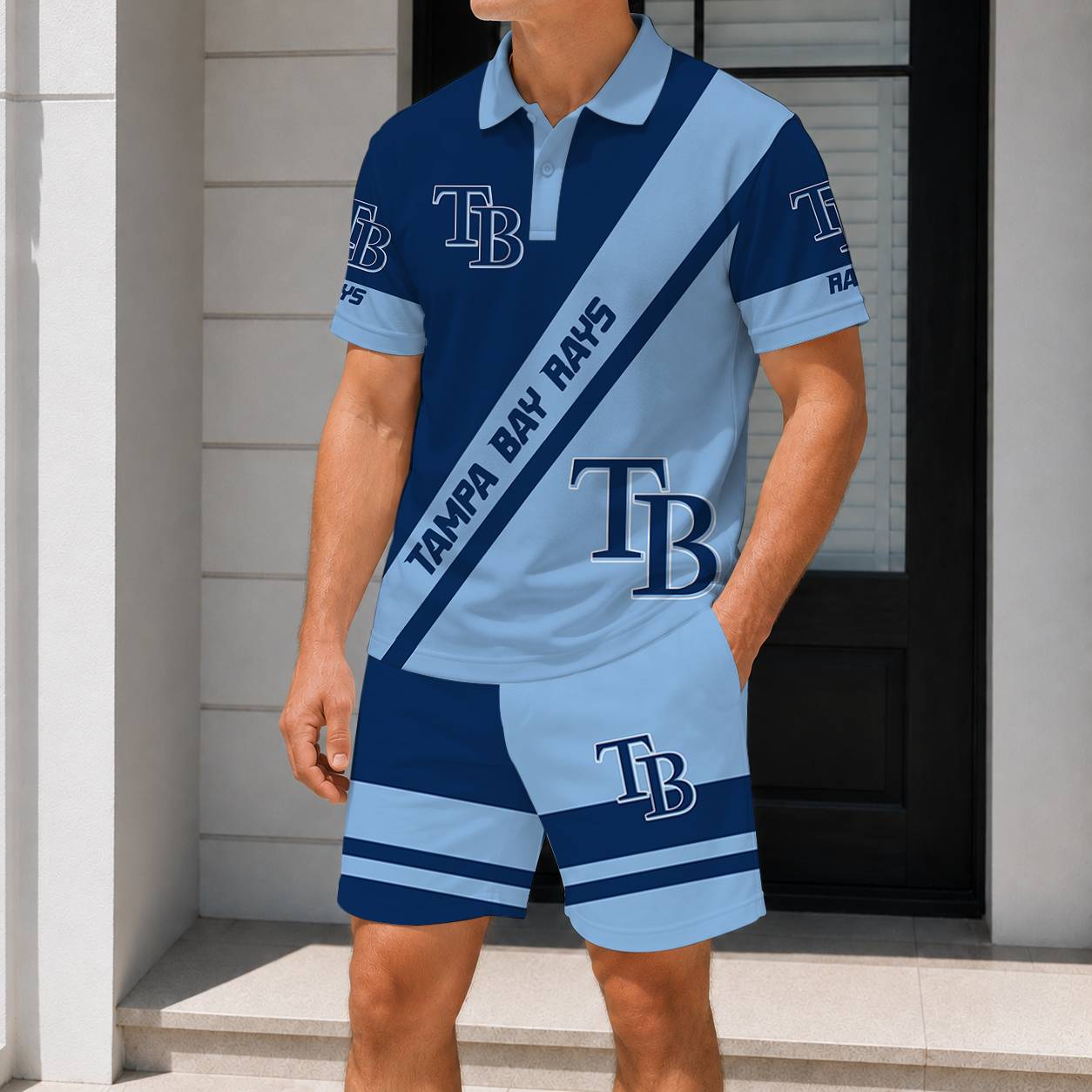 LIMITED EDITION - NEW CUSTOMIZED MLB21 TBR TAMPA BAY RAYS POLO & SHORT PANTS SET