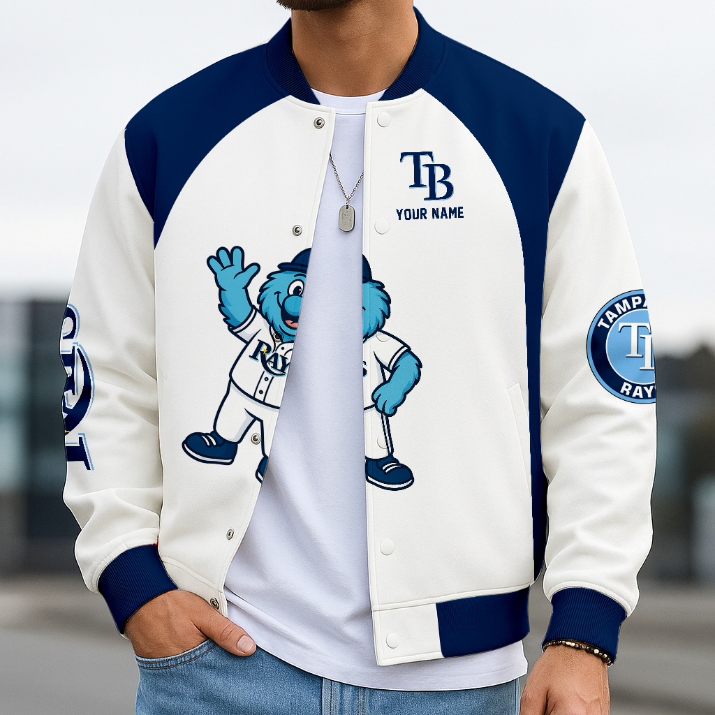 LIMITED EDITION - NEW CUSTOMIZED MLB21 TBR TAMPA BAY RAYS BASEBALL JACKET, SATIN VARSITY JACKET