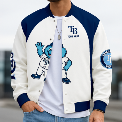 LIMITED EDITION - NEW CUSTOMIZED MLB21 TBR TAMPA BAY RAYS BASEBALL JACKET, SATIN VARSITY JACKET