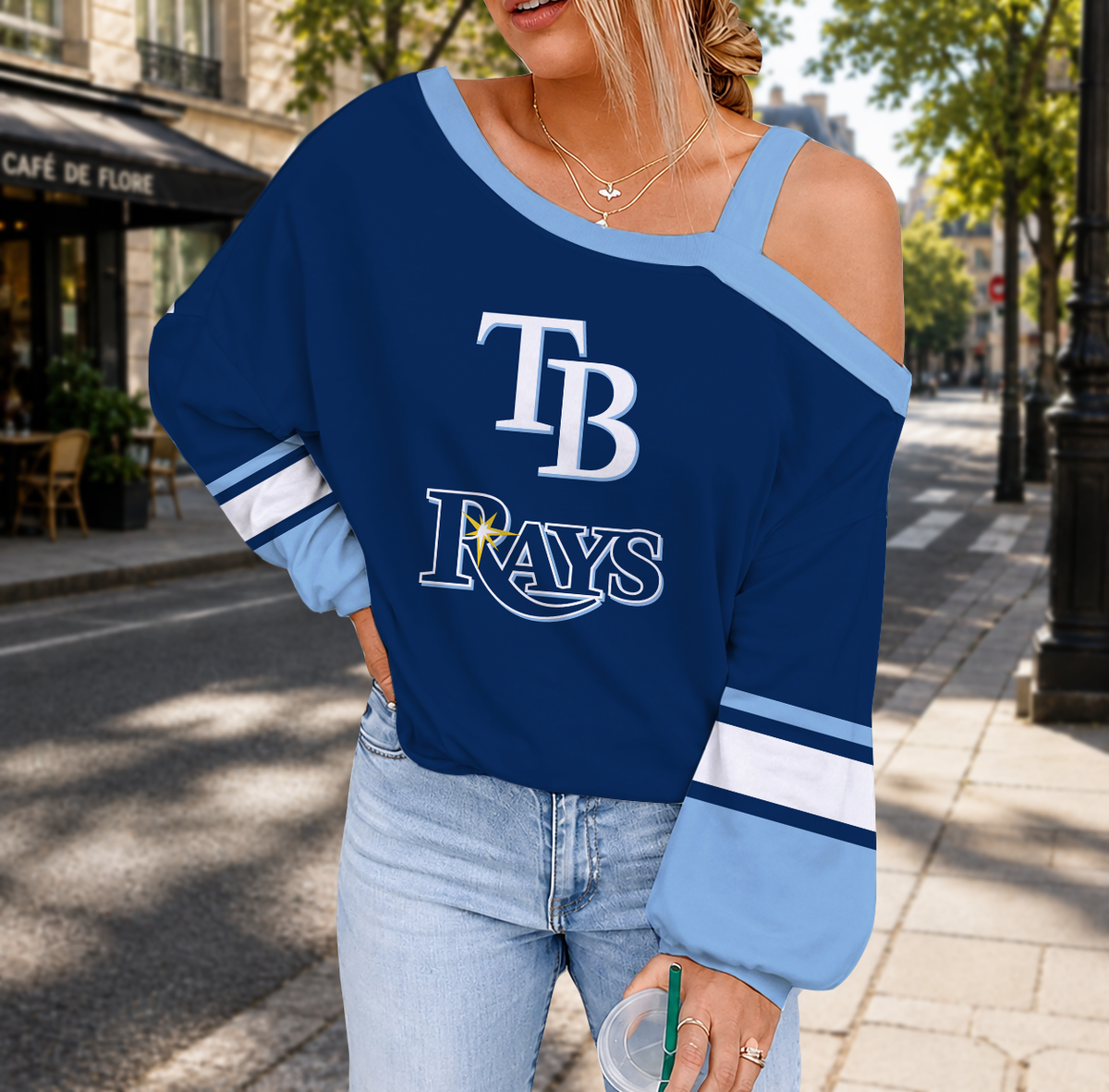 SPECIAL EDITION - NEW CUSTOMIZED MLB21 TBR TAMPA BAY RAYS DROP SHOULDER SWEATSHIRT
