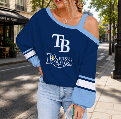 SPECIAL EDITION - NEW CUSTOMIZED MLB21 TBR TAMPA BAY RAYS DROP SHOULDER SWEATSHIRT