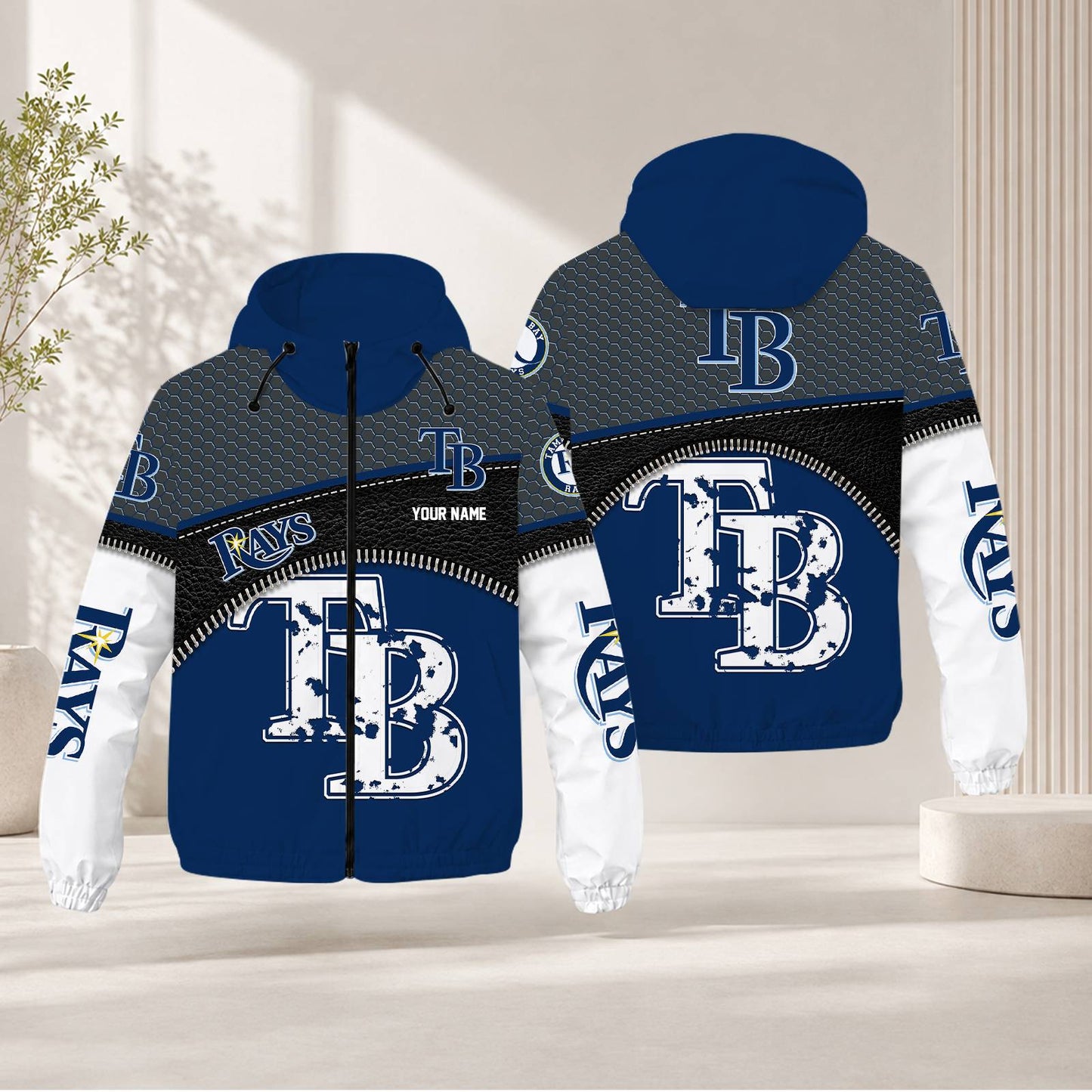 LIMITED EDITION - NEW CUSTOMIZED MLB21 TBR TAMPA BAY RAYS WINDBREAKER JACKET
