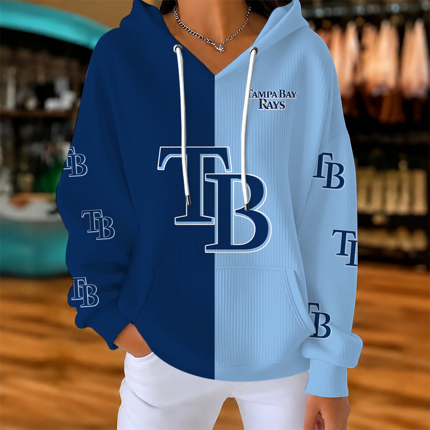 [FLASH SALE] NEW CUSTOMIZED MLB21 TBR TAMPA BAY RAYS RIBBED HOODIE & SWEATSHIRT