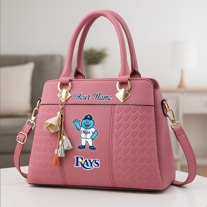 LIMITED EDITION - NEW CUSTOMIZED MLB21 TBR TAMPA BAY RAYS ZIP HANDBAG MULTICOLOR