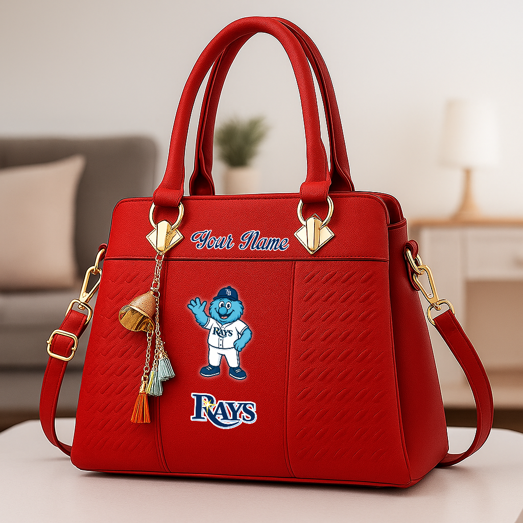 LIMITED EDITION - NEW CUSTOMIZED MLB21 TBR TAMPA BAY RAYS ZIP HANDBAG MULTICOLOR