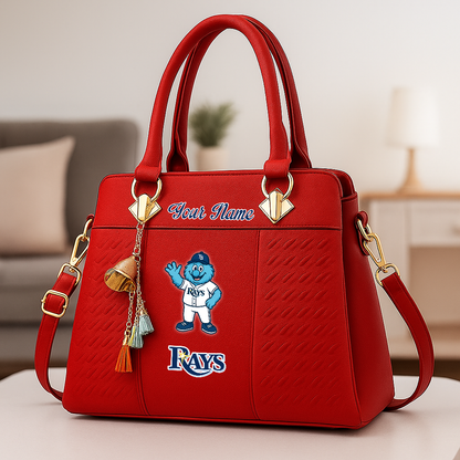 LIMITED EDITION - NEW CUSTOMIZED MLB21 TBR TAMPA BAY RAYS ZIP HANDBAG MULTICOLOR
