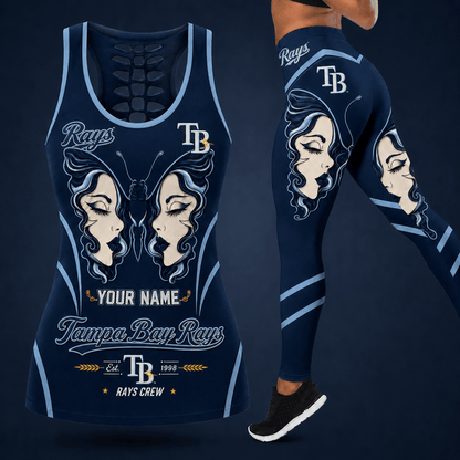 [FLASH SALE] NEW CUSTOMIZED MLB21 TBR TAMPA BAY RAYS HOLLOW TANK TOP & LEGGINGS SET
