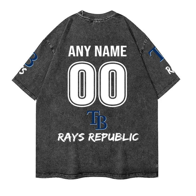 [FLASH SALE] NEW CUSTOMIZED MLB21 TBR TAMPA BAY RAYS MULTICOLOR WASHED TEE