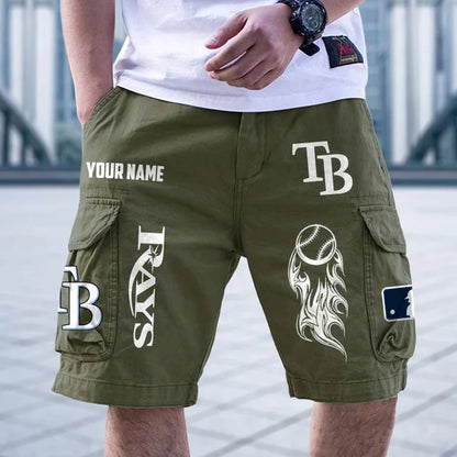 [FLASH SALE] NEW CUSTOMIZED MLB21 TBR TAMPA BAY RAYS MEN'S CARGO SHORTS
