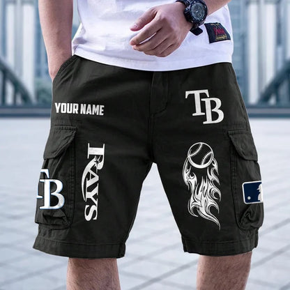 [FLASH SALE] NEW CUSTOMIZED MLB21 TBR TAMPA BAY RAYS MEN'S CARGO SHORTS