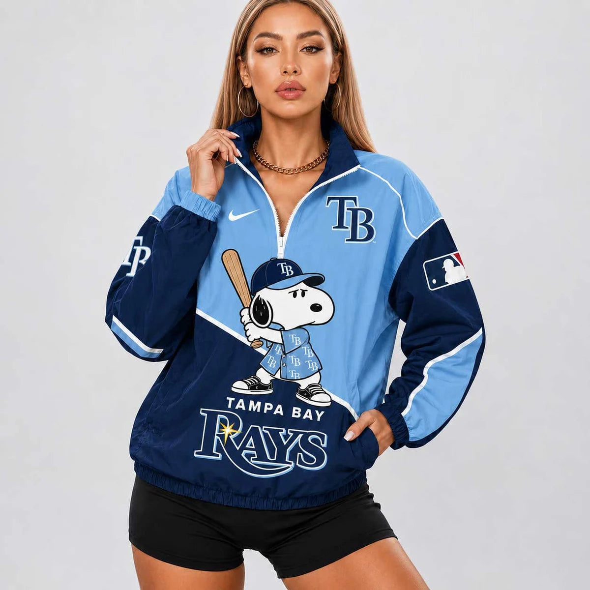 [FLASH SALE] NEW CUSTOMIZED MLB21 TBR TAMPA BAY RAYS V-NECK ZIPPER SWEATSHIRT JACKET
