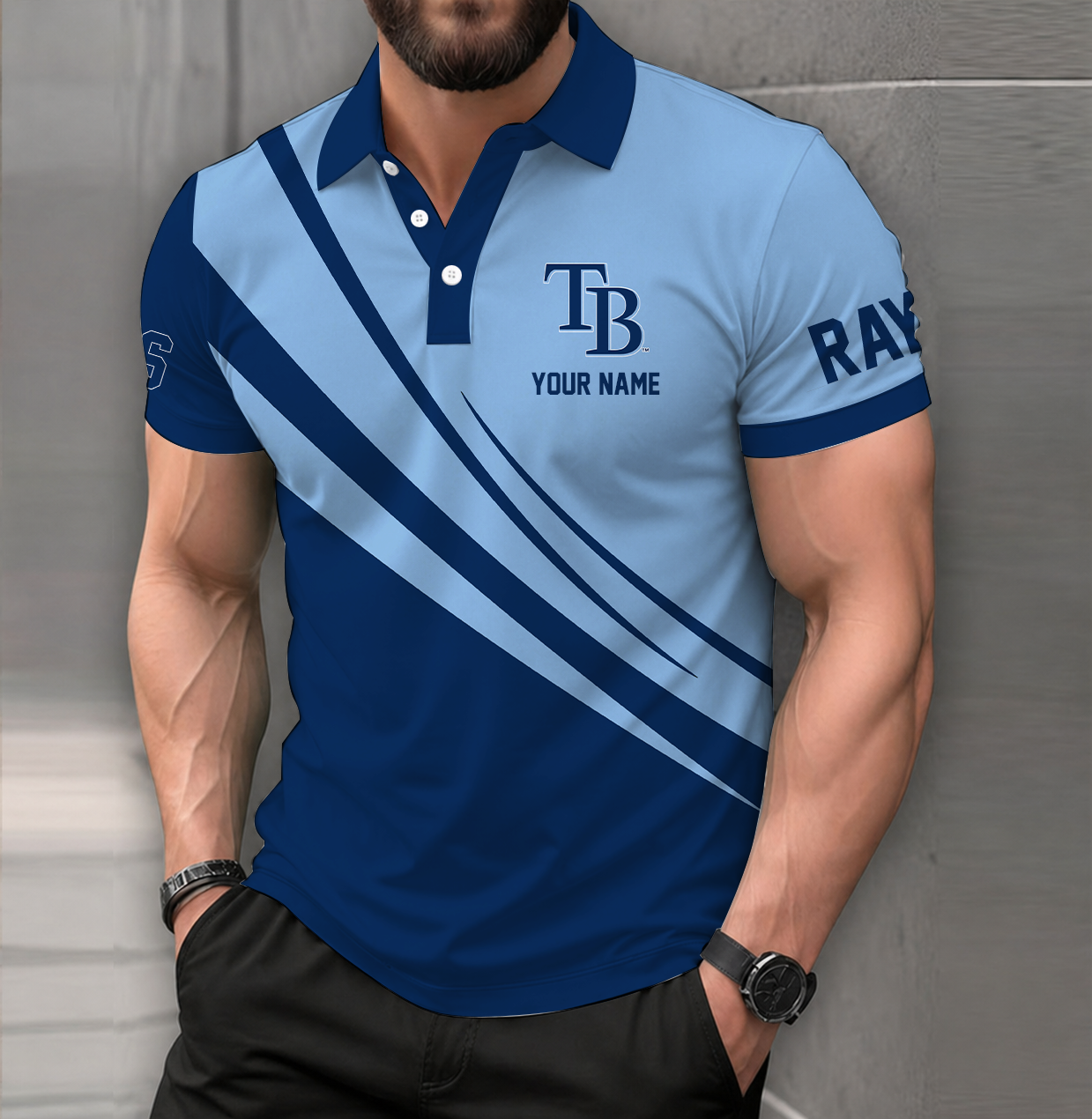 LIMITED EDITION - NEW CUSTOMIZED MLB21 TBR TAMPA BAY RAYS POLO SHIRT