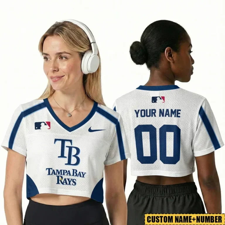 [FLASH SALE] NEW CUSTOMIZED MLB21 TBR TAMPA BAY RAYS V-NECK JERSEY CROP TOP
