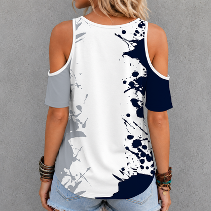 [FAN FAVORITE] NEW CUSTOMIZED NCAA MAM21 UCH UCONN HUSKIES CRISS CROSS V-NECK TOP