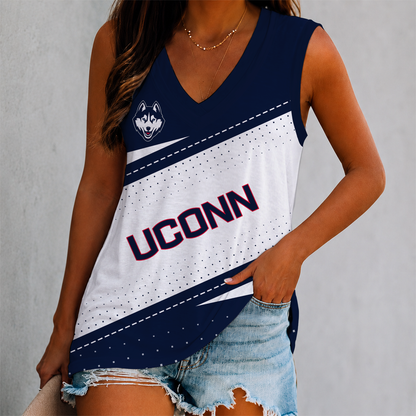 EXCLUSIVE EDITION - NEW CUSTOMIZED NCAA MAM21 UCH UCONN HUSKIES WOMEN'S V-NECK TANK TOP