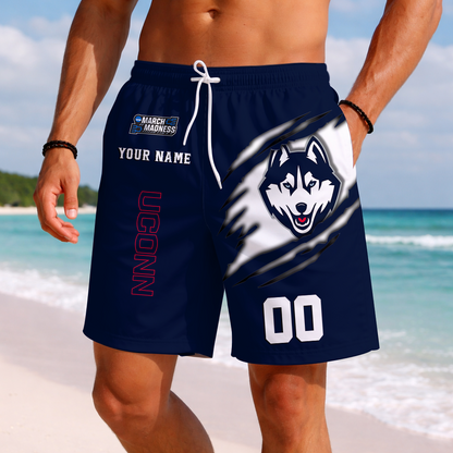 LIMITED EDITION - NEW CUSTOMIZED NCAA MAM21 UCH UCONN HUSKIES SHORT PANTS