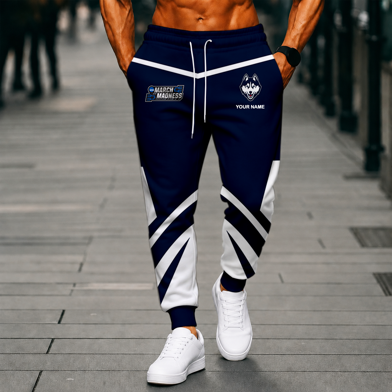 LIMITED EDITION - NEW CUSTOMIZED NCAA MAM21 UCH UCONN HUSKIES SWEATPANTS