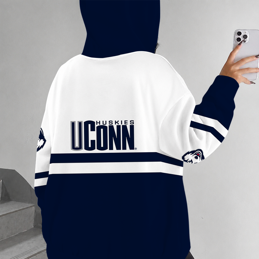 [FAN FAVORITE] NEW CUSTOMIZED NCAA MAM21 UCH UCONN HUSKIES STRAPPY ZIP HOODIE