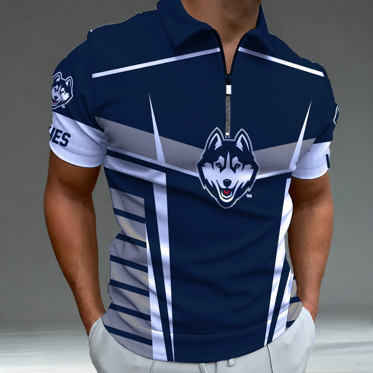[FAN FAVORITE] NEW CUSTOMIZED NCAA MAM21 UCH UCONN HUSKIES STRAPPY POLO SHIRT