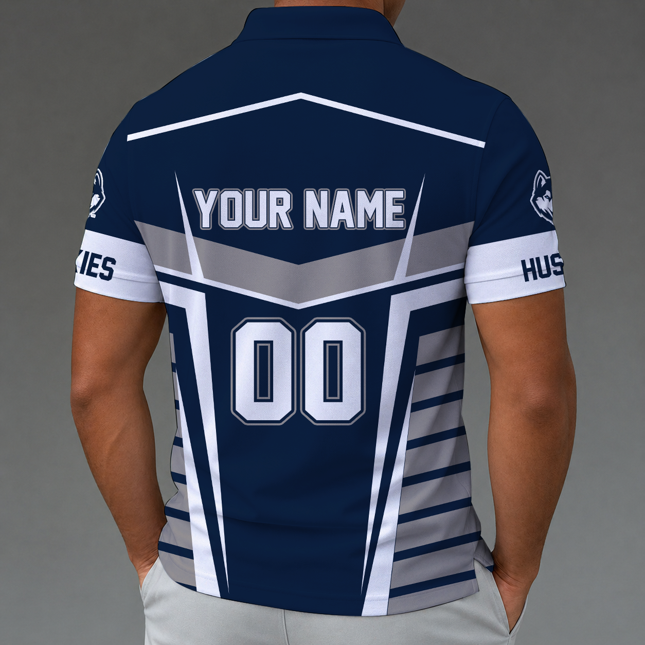 [FAN FAVORITE] NEW CUSTOMIZED NCAA MAM21 UCH UCONN HUSKIES STRAPPY POLO SHIRT