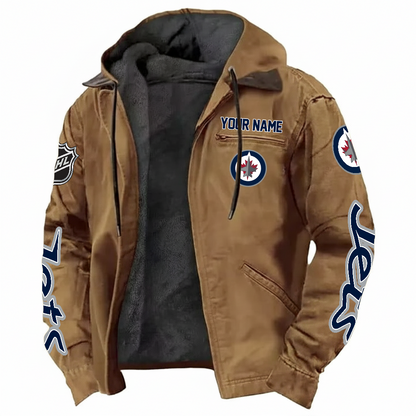 LIMITED EDITION - NEW CUSTOMIZED NHL21 WPJ WINNIPEG JETS HOODED CARDIGAN JACKET