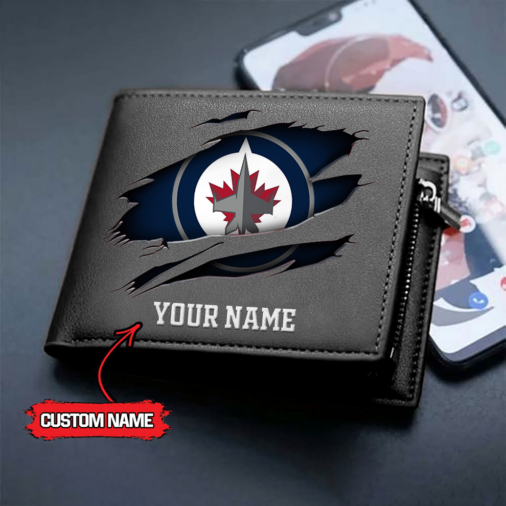 LIMITED EDITION - NEW CUSTOMIZED NHL21 WPJ WINNIPEG JETS LEATHER WALLET