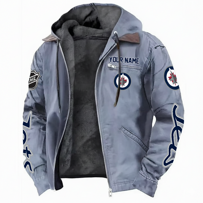LIMITED EDITION - NEW CUSTOMIZED NHL21 WPJ WINNIPEG JETS HOODED CARDIGAN JACKET