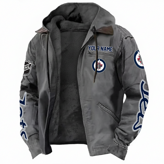 LIMITED EDITION - NEW CUSTOMIZED NHL21 WPJ WINNIPEG JETS HOODED CARDIGAN JACKET