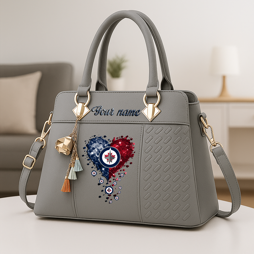 LIMITED EDITION - NEW CUSTOMIZED NHL21 WPJ WINNIPEG JETS ZIP HANDBAG MULTICOLOR
