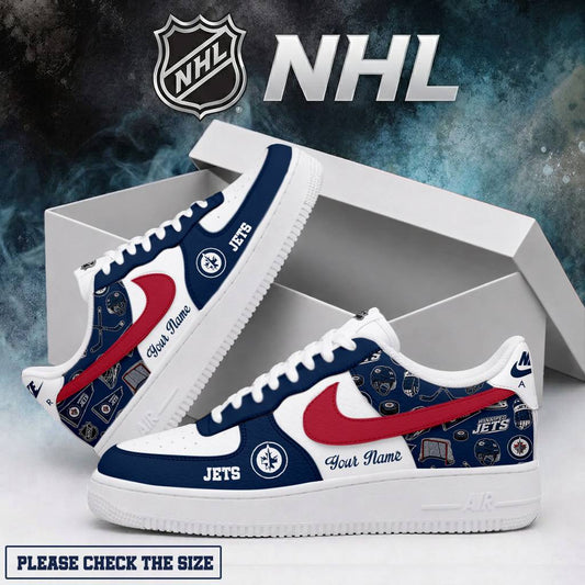 LIMITED EDITION - NEW CUSTOMIZED NHL21 WPJ WINNIPEG JETS AF1 SHOES