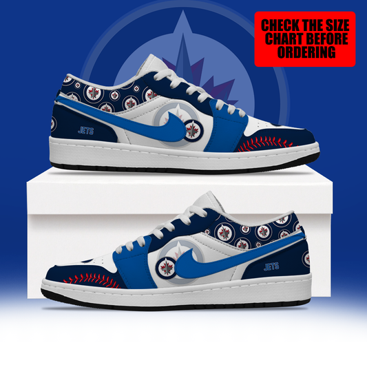 [SUPER SALE] NEW CUSTOMIZED NHL21 WPJ WINNIPEG JETS AIR JORDAN LOW SHOES