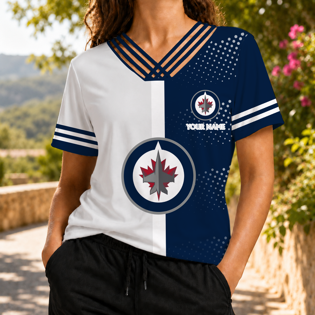 ELITE EDITION - NEW CUSTOMIZED NHL21 WPJ WINNIPEG JETS V-NECK SHIRT