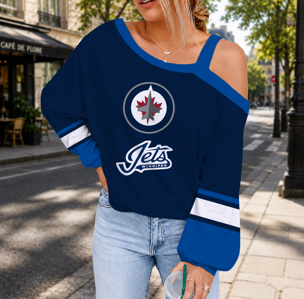 EXCLUSIVE EDITION - NEW CUSTOMIZED NHL21 WPJ WINNIPEG JETS DROP SHOULDER SWEATSHIRT